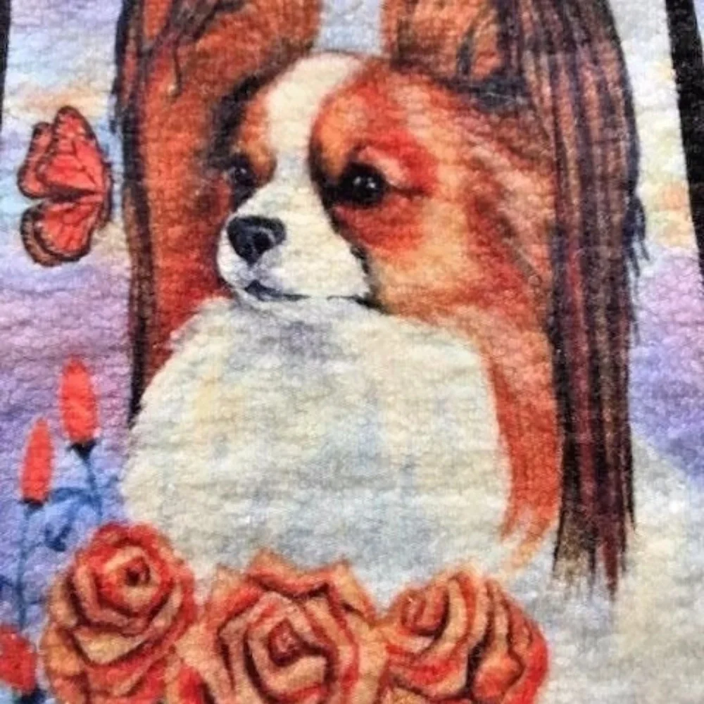 Papillon hand towel White Red Sable Dog New USA